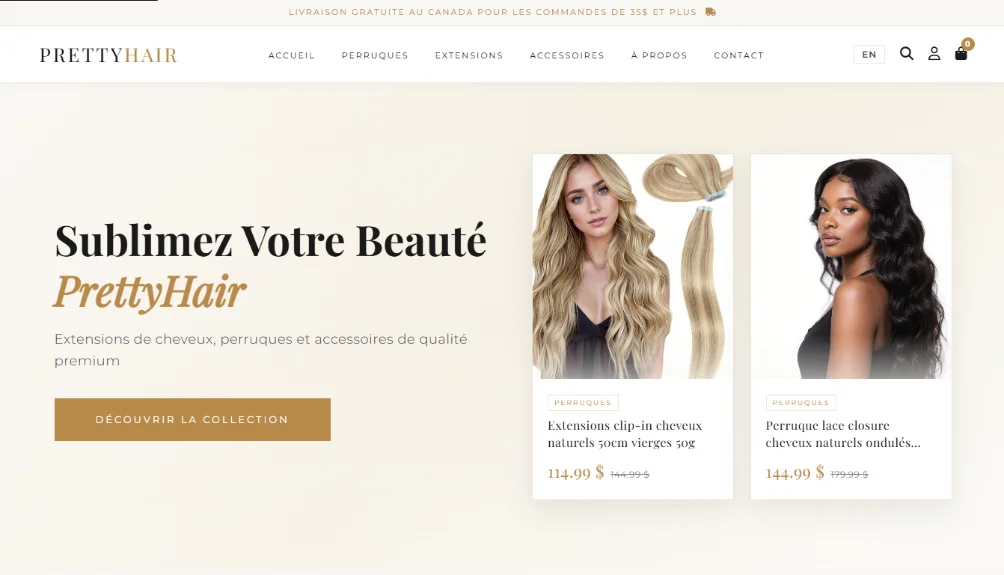 Boutique en ligne prettyhair.ca