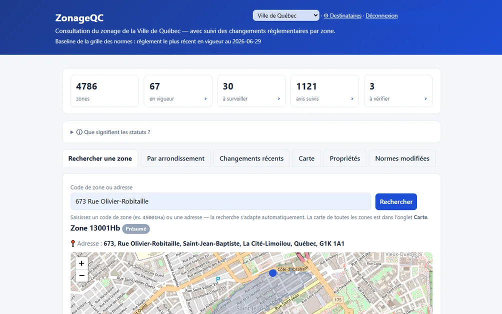 Consultation d'une zone sur handynook.ca